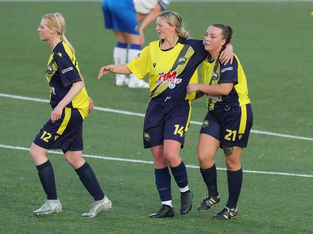 Boro's Megan Gratton celebrates after she put her side 2-1 up. Picture: Dave Haines