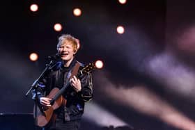 Ed Sheeran performed at the Concert for Ukraine, which raised £12.2 million for  the humanitarian effort. Pictured is the singer and songwriting performing  on stage during the BRIT Awards 2022 ceremony and live show,  in London, on February 8, 2022. Picture: TOLGA AKMEN/AFP via Getty Images.