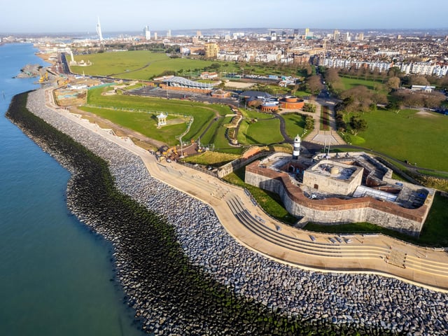 Southsea sea defences receiving their finishing touches adjacent to Southsea Castle.
Pictured - Southsea Sea Defences
Photos by Alex Shute