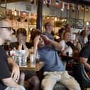 England fans at O'Neils in Albert Road, Southsea, watching the England v Denmark match in the Euro's.

Picture: Sarah Standing (200624-4645)
