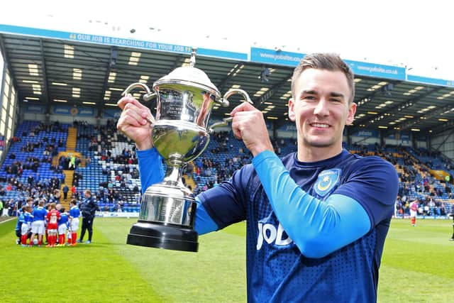 Jed Wallace with the News/Sports Mail Pompey player of the season award at the end of the 2014-15 campaign