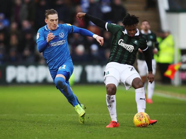 Pompey and Plymouth last met in February 2019,  when they shared a 1-1 draw at Home Park. Picture: Joe Pepler