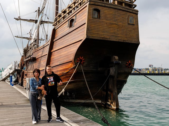 Visitors had the chance to step aboard the replica of Christopher Columbus' famous vessel
