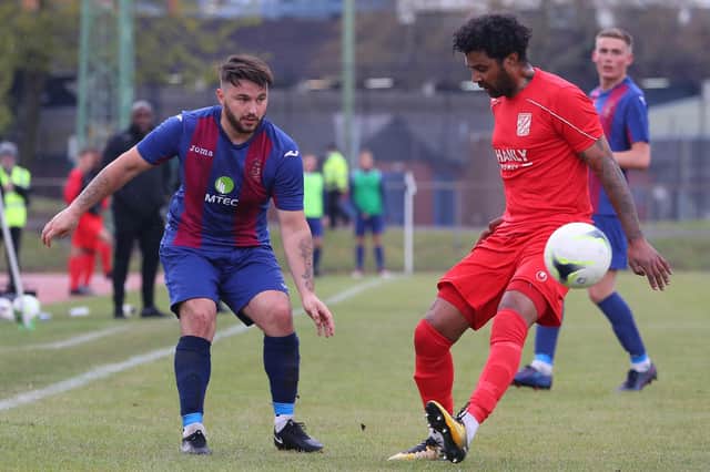 US Portsmouth's Jack Chandler, left, netted a late leveller against his former club Alton in midweek on the club's Wessex Premier League debut.
Picture: Stuart Martin