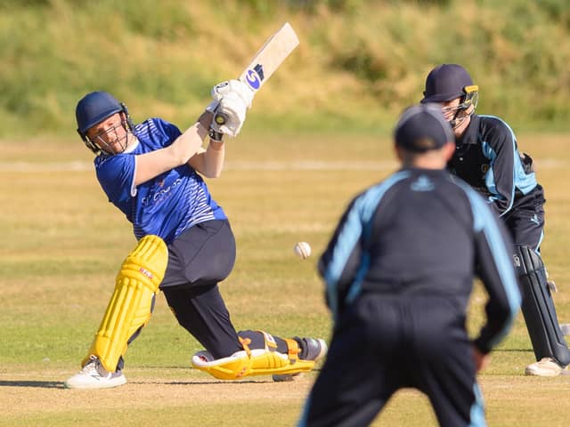 Fraser Hay on his way to hitting Portsmouth's highest SPL innings since 2005. Picture: Keith Woodland