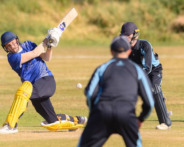 Fraser Hay on his way to hitting Portsmouth's highest SPL innings since 2005. Picture: Keith Woodland