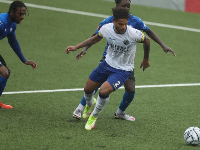 Josh Passley was knocked out cold and substituted early on as Hawks suffered a home loss to Bath City. Picture by Dave Haines