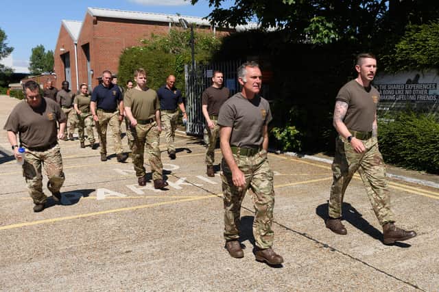 Members of 295 Battery setting off from the Army Reserve Centre
Picture: Keith Woodland (050621-47)