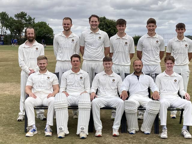 Hambledon, promoted for a second year running.Back (from left): Rhidian Chapman, Henry Glanfield, Dan McGovern, Jonty Oliver, James Restell, Joel Eastment. Front: George Harding, Matt De Villiers, Spencer Le Clercq (captain), George Marshall, Mark Butcher.