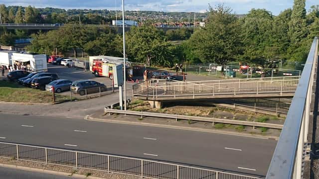 Firefighters dealing with a fuel pillage in a car park on London Road, near Hilsea Lido, yesterday evening (July 19).