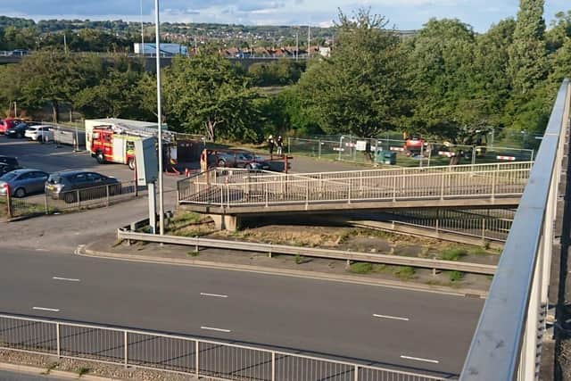 Firefighters dealing with a fuel pillage in a car park on London Road, near Hilsea Lido, yesterday evening (July 19).