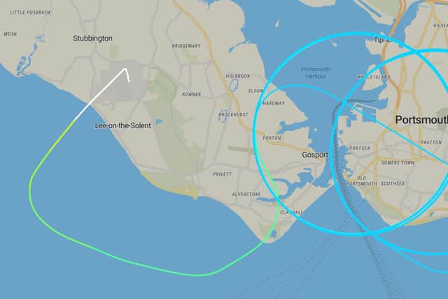 The flightpath of the plane registered N73266 on October, 6, being used by the Ministry of Defence for motion imagery experiments. Screenshot: Planefinder.net