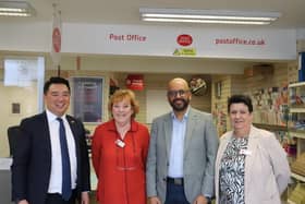 MP Alan Mak met Harry Sanghera, the new Hayling Island Postmaster, and his two staff Val and Gloria.