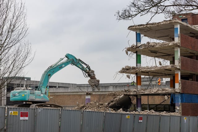 The demolition team at work. Picture: Mike Cooter (110324)