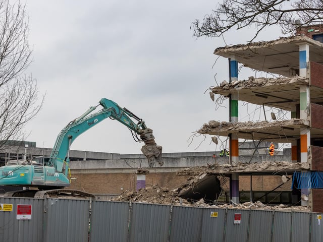 The demolition team at work. Picture: Mike Cooter (110324)