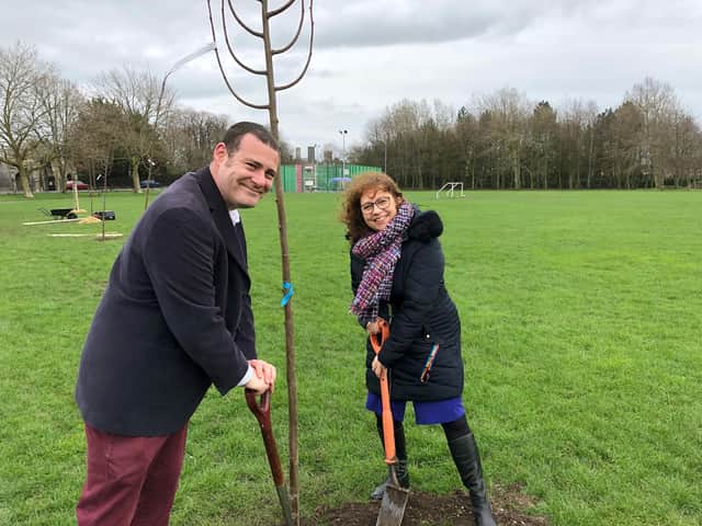 Cllr Dave Ashmore pictured with Cllr Suzy Horton planting trees in Portsmouth last year