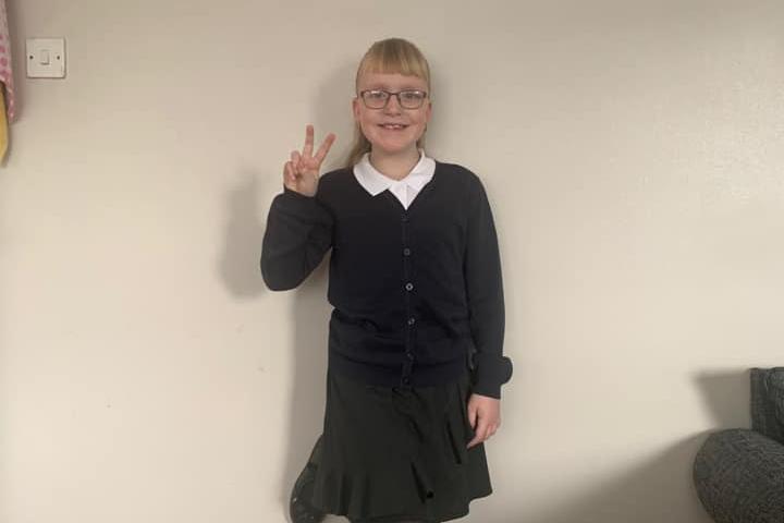 Madison, eight, was pleased to go back to school to see her friends and teachers again