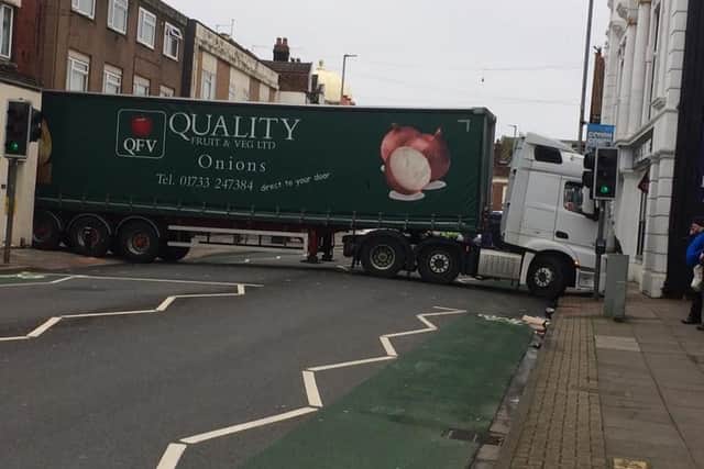 The broken-down lorry in Kingston Road, Portsmouth. Picture: Jay Clark