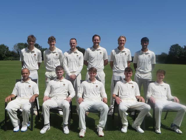 Hambledon, still 100 per cent at the top of the Southern Premier League Division 3 table. Back (from left): Ben Harding, Chris Pratt, Henry Glanfield, Dan McGovern, Will Hardman, Shahryar Khan. Front: George Marshall, George Harding, Spencer Le-Clercq, Jonty Oliver, Mark Butcher. Picture: Mike Vimpany