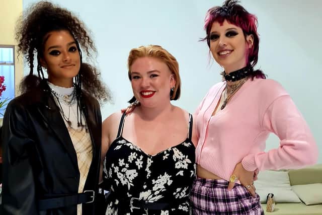 Tia Gentles (middle) with models Millie Finch and Amy Bjorck