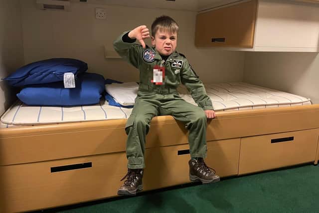 Although he was treated like a VIP by the navy, cheeky Jacob did not approve of the accommodation on HMS Prince of Wales during his tour of the warship.