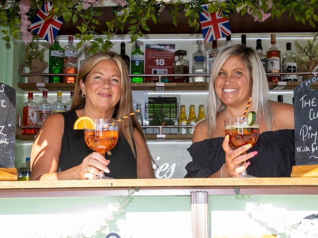 The Denmead Horticultural Society held their 73rd Village Show on saturday afternoon, with various live music acts, Punch & Judy, food and entertainment for all the family.Pictured - Nikki Phillips & Chrissy Stephen of Hoggies BarPhotos by Alex Shute
