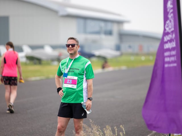 A runner after completing the course at Solent Airport.
Picture: Mike Cooter