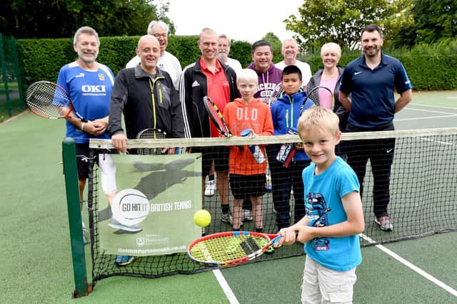 Players and LTA and Portsmouth City Council officials after the courts at Milton Park, Portsmouth, were upgraded in 2017.