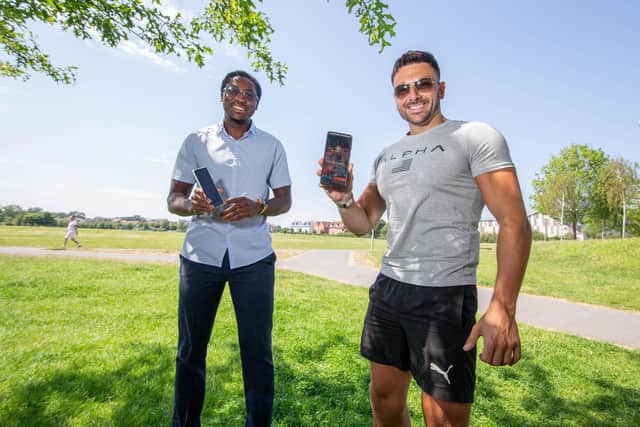 Peter Maraziotis is the co-founder of HotBodyPal app

Pictured: Co founders Elijah Tella and Peter Maraziotis in Whiteley on 16 June 2021

Picture: Habibur Rahman