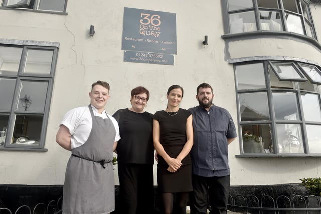 36 On The Quay in South Street, Emsworth, has been awarded with Travellers' Choice Award 2023 from Tripadvisor.

Pictured is: (l-r) Dara Ryan, sous chef, Karolina Sobierajska, restaurant manager and owners Martyna and Gary Pearce.

Picture: Sarah Standing (101023-9183)