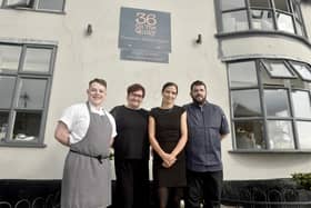 36 On The Quay in South Street, Emsworth. 

Pictured is: (l-r) Dara Ryan, sous chef, Karolina Sobierajska, restaurant manager and owners Martyna and Gary Pearce.

Picture: Sarah Standing (101023-9183)