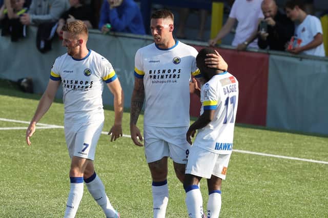 Striker Alex Wall, centre, will miss out against his former club Concord Rangers with a back injury. Picture: Dave Haines