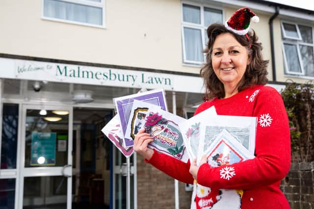 Paula Morling with her handmade Christmas cards. Picture: James Robinson/ Camelot