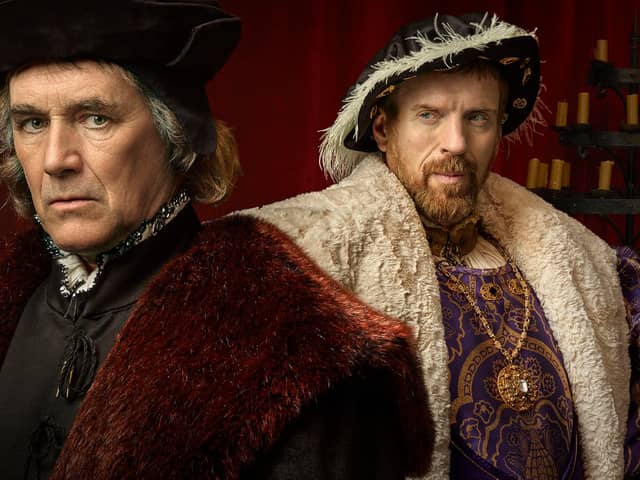Mark Rylance stars as Oliver Cromwell and Damian Lewis as Henry VIII in Wolf Hall: The Mirror And The Light which has launched on BBC1 (photo: BBC/Playground Entertainment/Jay Brooks)