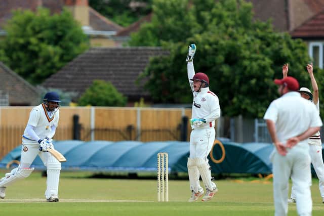 Portsmouth & Southsea appeal for Sampath Prathapasinghe's wicket.
Picture: Chris Moorhouse (jpns 250622-33)
