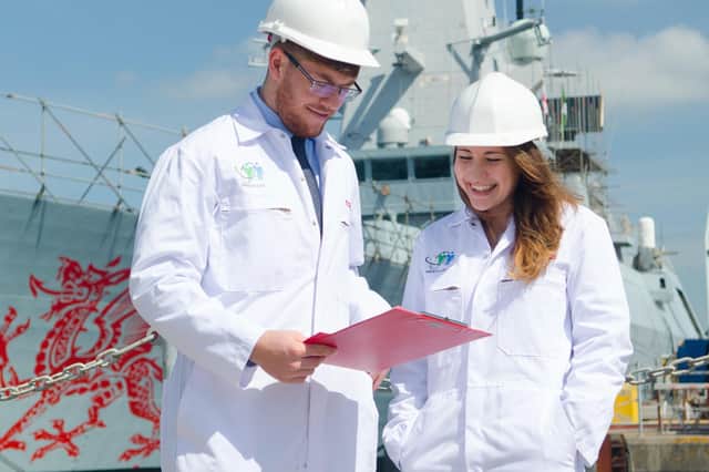 An apprentice pictured working at Portsmouth Naval Base. Photo: BAE Systems