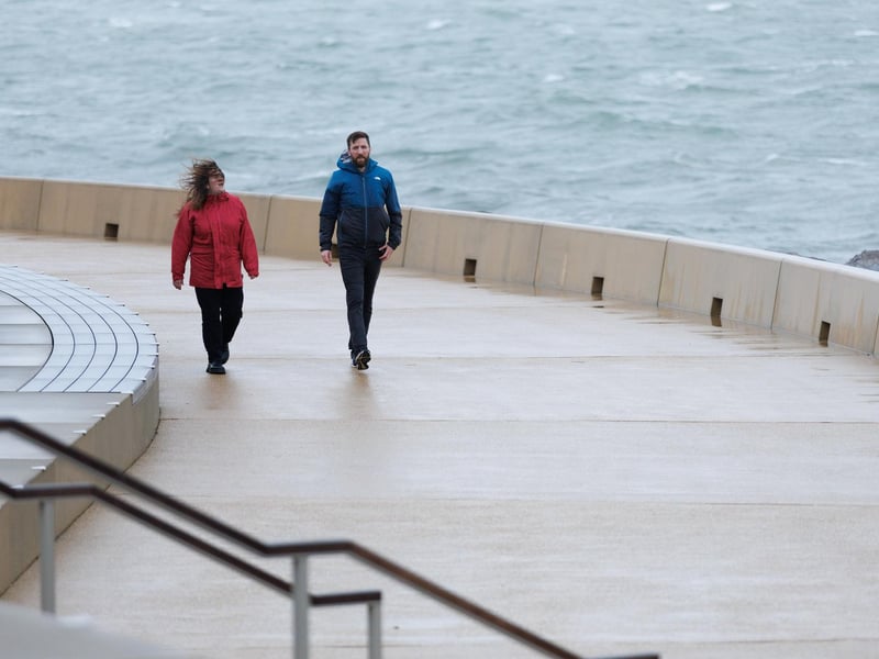 It was a quieter day than expected in Southsea with only a few hardy walkers and runners venturing out into the wind and rain.