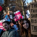 Protesters attend a demonstration in Parliament Square about the rising cost of living and energy bills on February 12, 2022 in London, United Kingdom. Photo by Chris J Ratcliffe/Getty Images