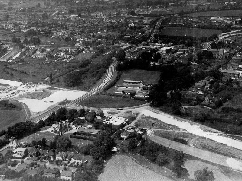 The construction of the Havant bypass around 1964. The road from Havant to Hayling runs to the left.