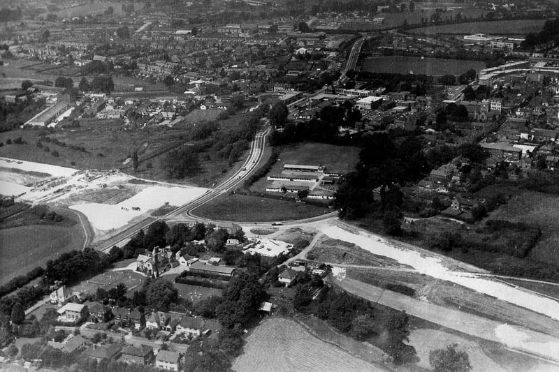 The construction of the Havant bypass around 1964. The road from Havant to Hayling runs to the left.