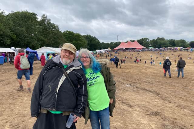 Adrian Crutchley, from Stubbington, with Debbie Leslie, from Gosport at the Wickham Festival 2021