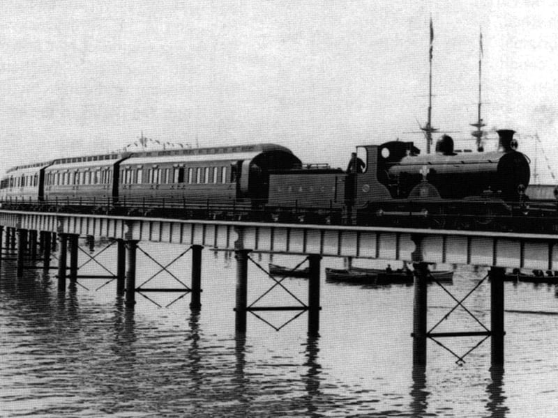Possible Royal or Special Train reversing over the viaduct across the mudflats to South Railway Jetty.
