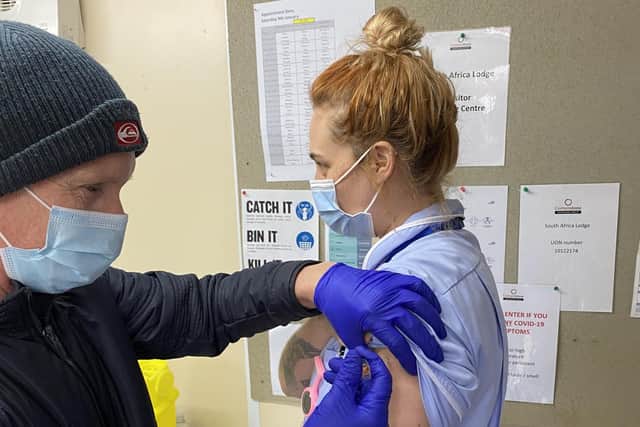 Health care assistant Gemma Lee, 28, is the first member of staff to the receive the Covid vaccine.