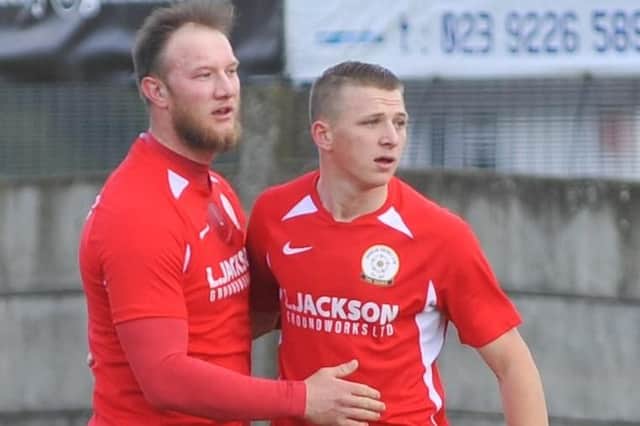 Connor Duffin, left, and Zack Willett were both on target in Horndean's 5-0 win at rock bottom Alresford. Picture: Martyn White