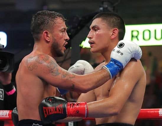 Mikey McKinson and Virgil Ortiz Jr after their WBO welterweight contest. Picture by Golden Boy Promotions