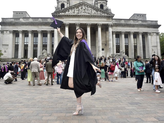 University of Portsmouth students graduating from business, leadership and human resource management at Portsmouth Guildhall on Monday, July 24.
Pictured is: Sophie Slimm, BSc in project management via an apprenticeship with BAE Systems,
Picture: Sarah Standing (240723-7044)
