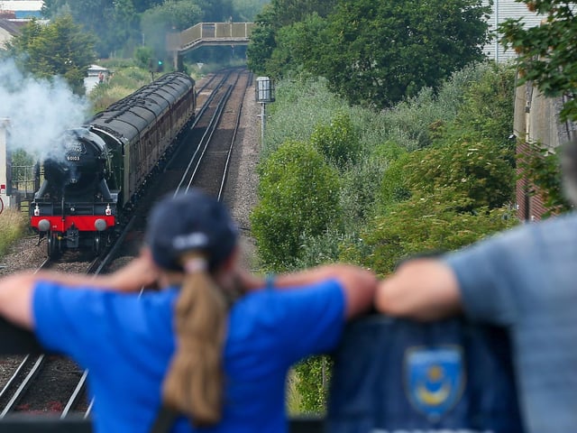The Flying Scotsman passes under the Burrfields Road bridge (jpns 170623-37)