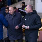 Pompey boss Kenny Jackett and Accrington counterpart John Coleman. Picture: Daniel Chesterton/PinPep