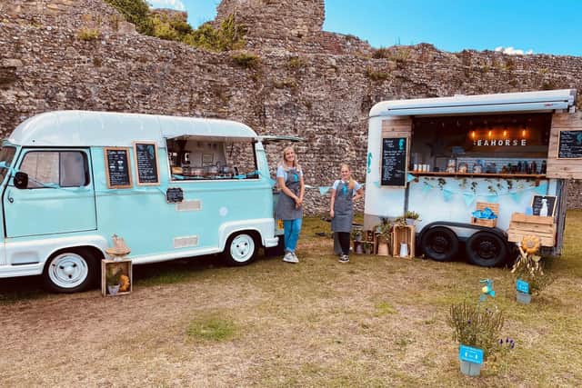 Staff at Seahorse Coffee Bar at Portchester Castle.