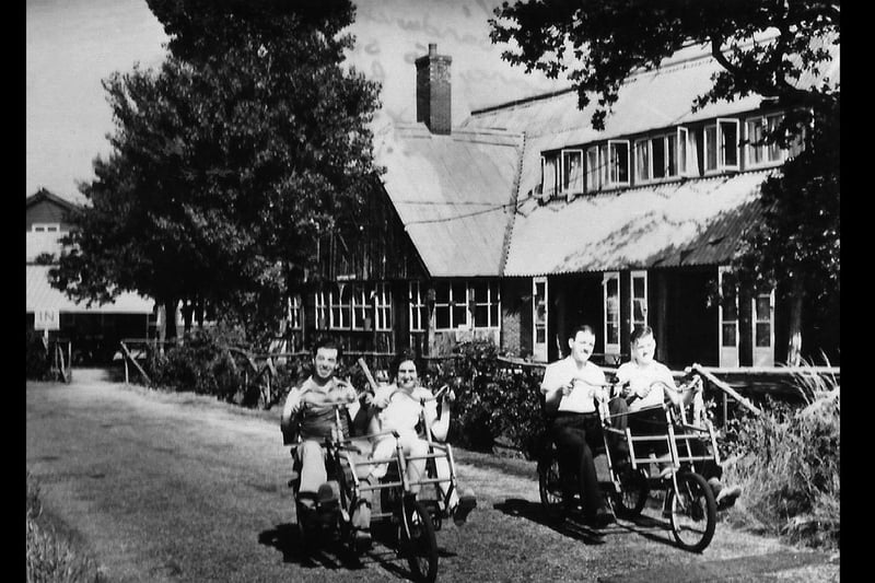 Riding side by side at the Sunshine Holiday Camp, Hayling Island
Memories of sunny holidays on Hayling Island before flying away became popular.  Picture: Mick Cooper postcard collection.